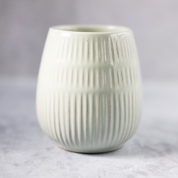 Pale light mint green Hearth Hand Magnolia pottery candle holder planter vase - Picture 5 of 8